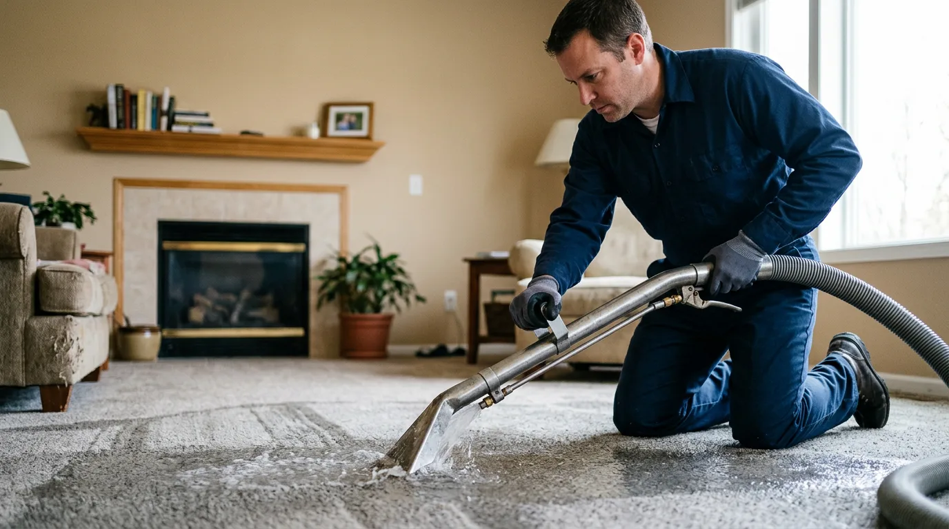 Water damage restoration technician working near Winburne, PA